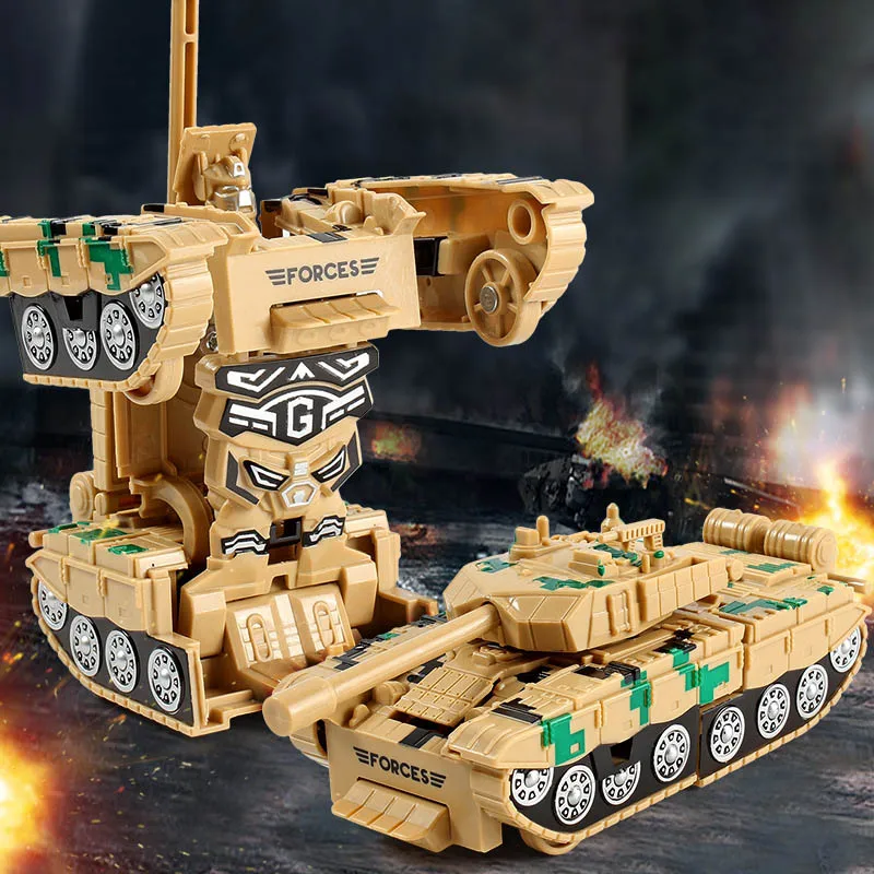 Zabawka dla dzieci Samochód Pojazd Konwersyjny Tank Wojskowy Kreatywny Zabawka Inercyjna Pojazd Konwersyjny Jednym Przyciskiem Pojazd Pancerny Figurka Akcji Model