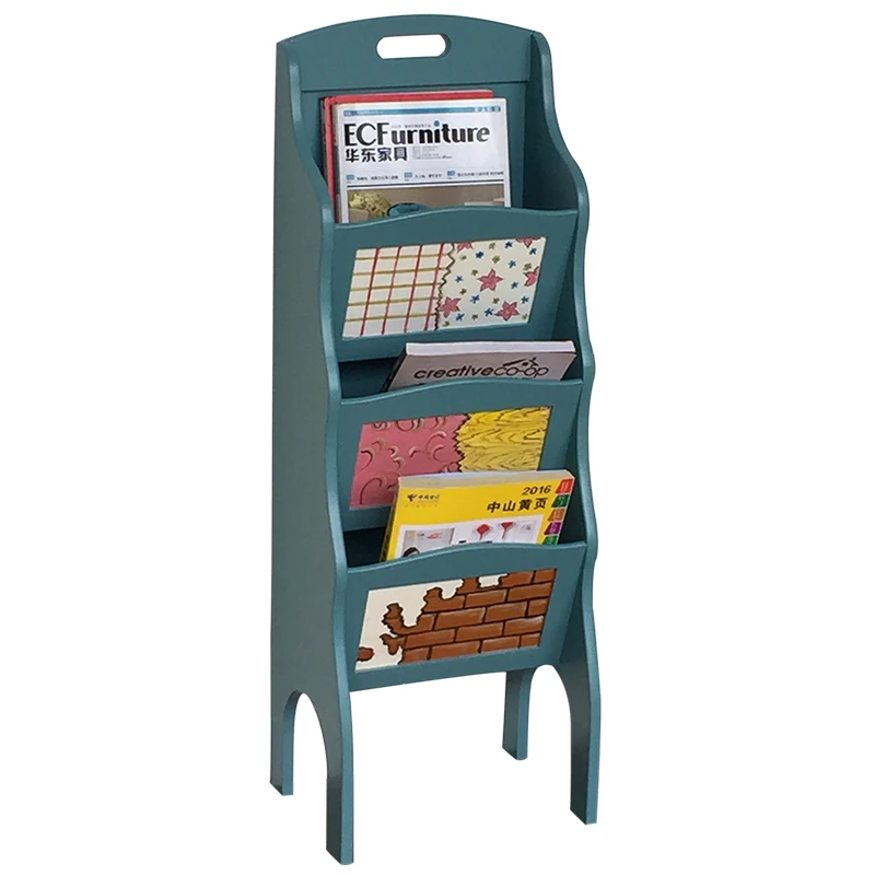 Rak display smal Mediterania kustom, rak buku gambar, rak penyimpanan lukisan warna Amerika, 3132