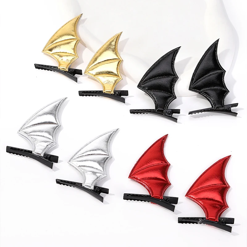 New Kids' Halloween Hairpin Hairpin Halloween Leather Bat Wing Hairpin Party Dress Up Headpiece