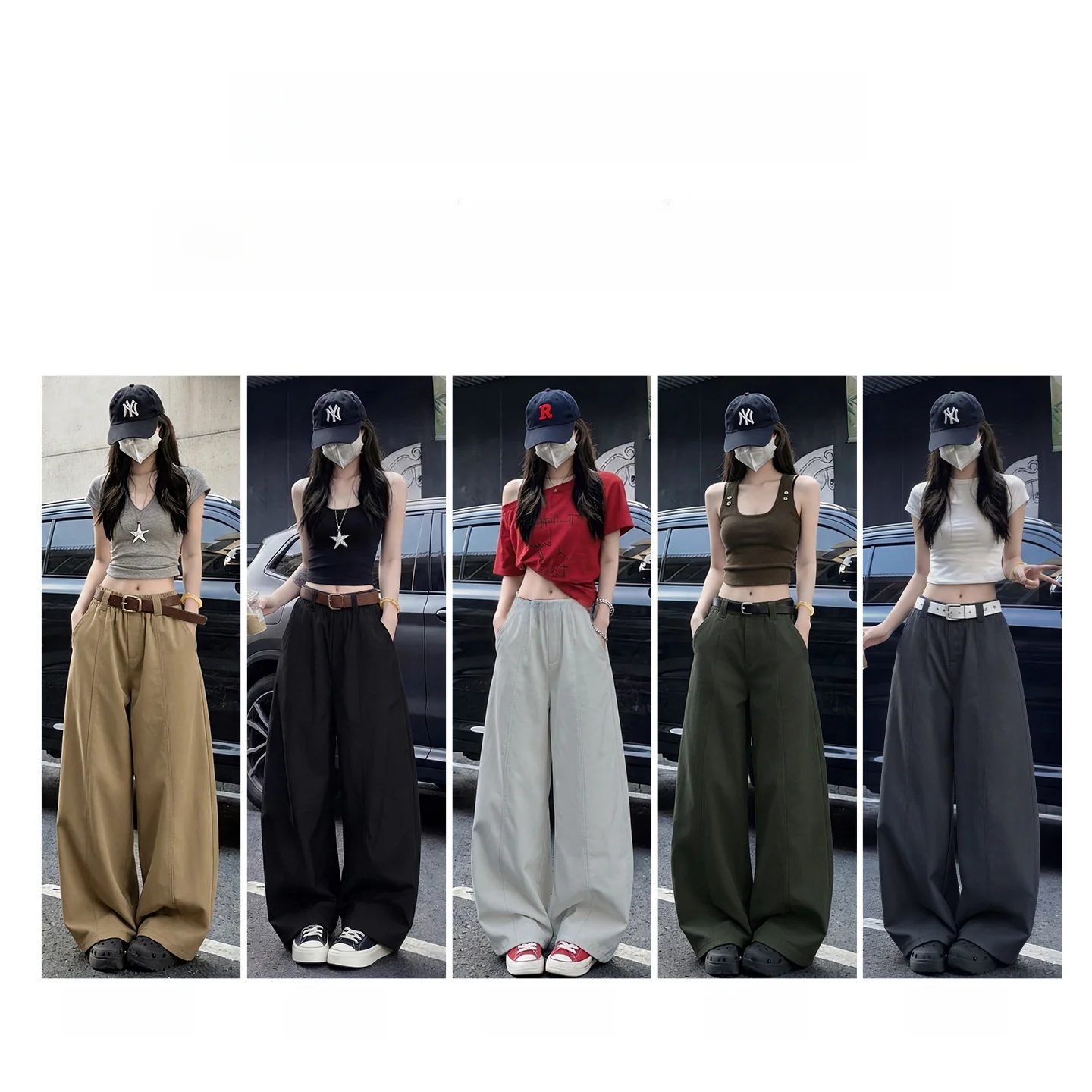 Grey Workwear Wide Leg Pants Women Summer Thin High Waist Loose Casual Small Size Drapey Knife  Pants Fashionable All-Match