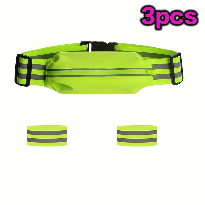 

Спортивная поясная сумка для бега, эластичная и растягивающаяся, удобный ремень для велоспорта и бега, регулируемые ремни для рук и ног, спортивная сумка для хранения на открытом воздухе для ночного бега и езды на велосипеде