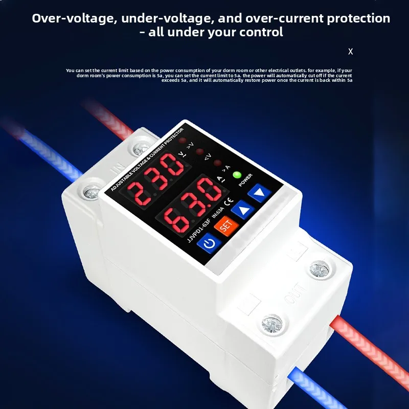 220V Auto-Reset Voltage Protector Best Seller with Dual Display Current Limit over under Voltage Protection And Auto Recovery