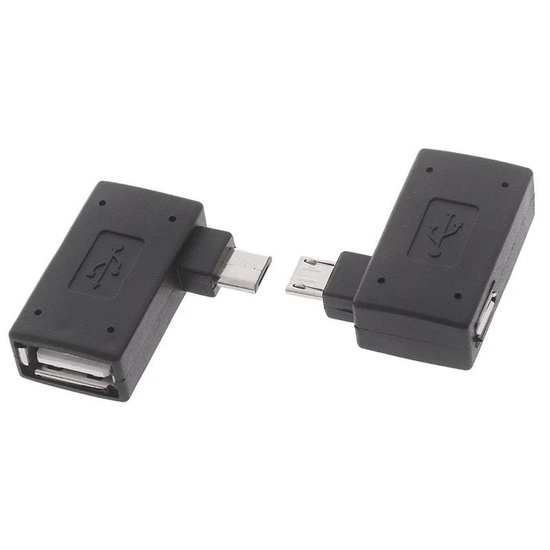 Adaptador de host conversor OTG com poder em para Fire TV Stick, Smartphone Android, portátil, 90 graus, ângulo esquerdo e direito, Micro USB 2.0