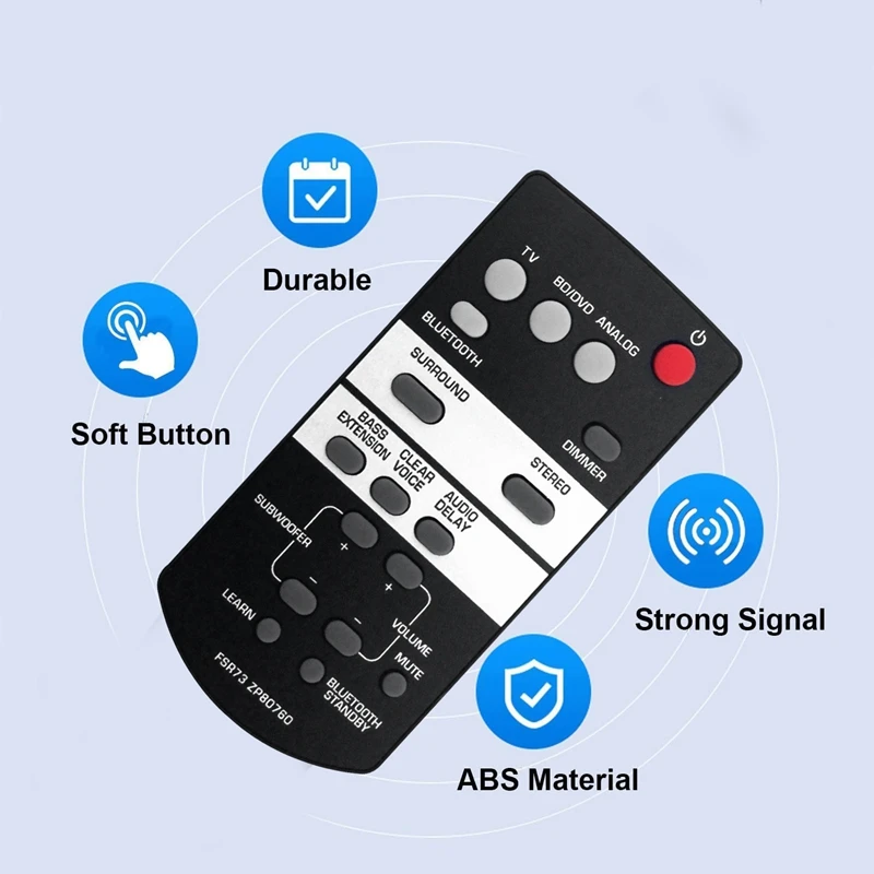 FSR73 ZP80760 télécommande de remplacement pour barre de son Yamaha ATS-1050 ATS-1050-R YAS-105 ATS-1050BL SRT-700 ATS1050 ATS1050R YAS105 Durable