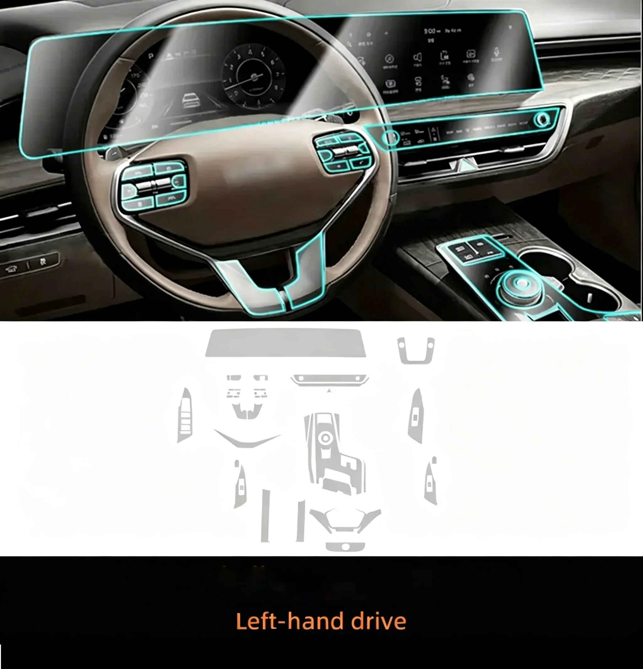 Für Kia K8 2022-2023 Innenraum Transparente TPU-Schutzfolie Auto Getriebepanel-Folie Armaturenbrett-Schutz PPF Aufkleber – Detail 2
