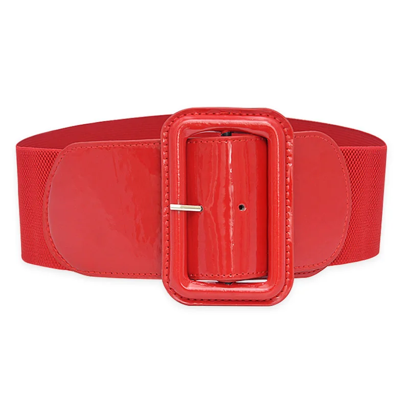 Plus Size Elastic Lacquer Black Corset Belt Female Big Wide Stretch Cummerbunds Designer Belts For Women Gothic Y2K Waistband