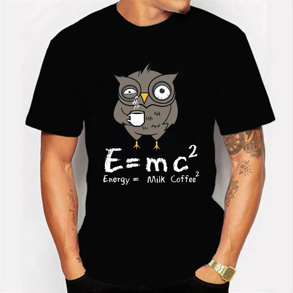 

E MC2 Energy Milk Coffee Pattern Shirts 2022 New Street Fashion Style Short-sleeve T-shirts Male Top Clothes Men's T-shirt