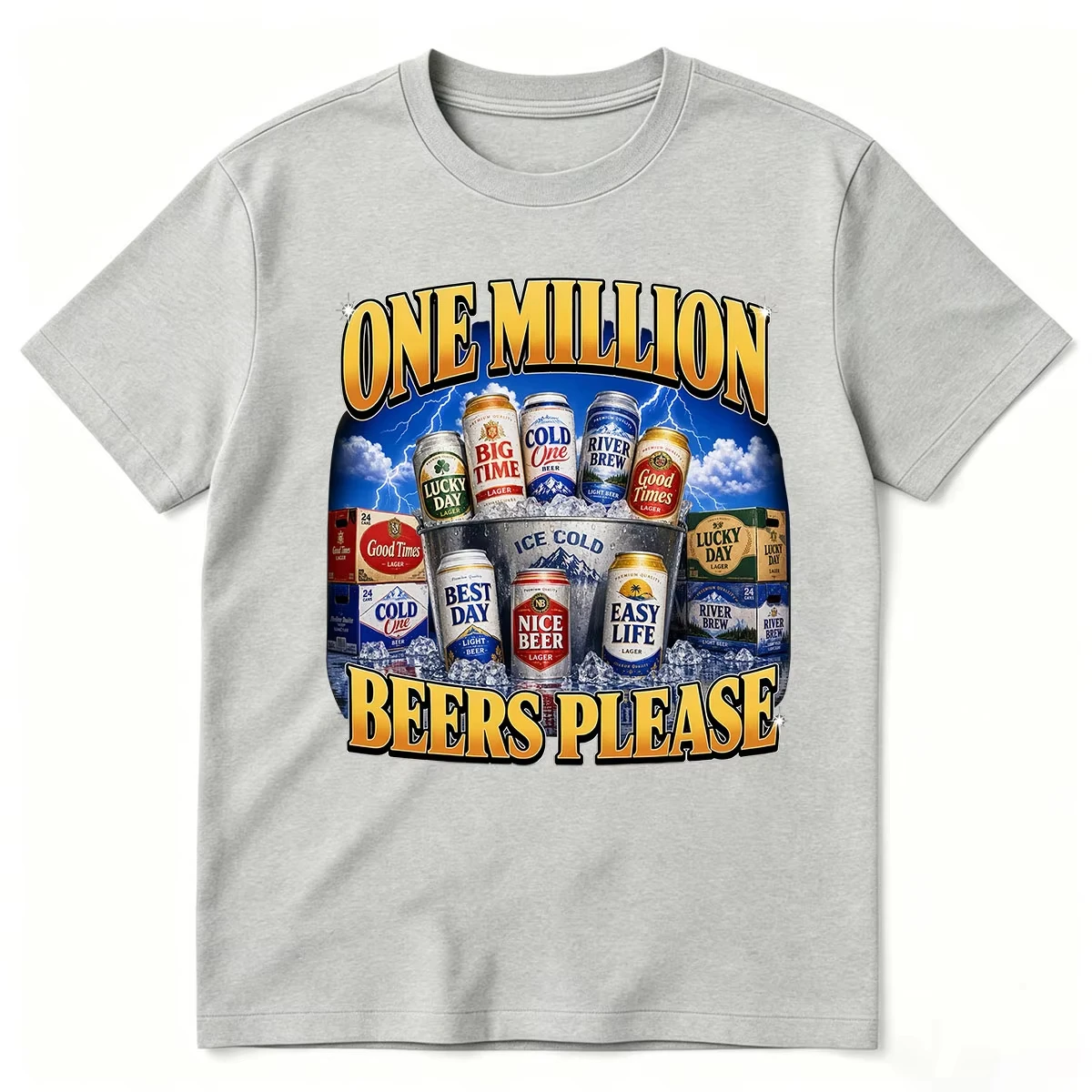 One Million Beers Please T-shirt Funny Beer Can Graphic T-shirts Men Women Fashion 100% Cotton Short Sleeve Oversized T Shirt