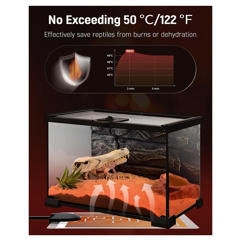لوحة التدفئة الزواحف لوحة التدفئة الزواحف تحت خزان آمنة لوحة التدفئة السريعة للضفادع الثعابين السحالي Geckos الولايات المتحدة التوصيل