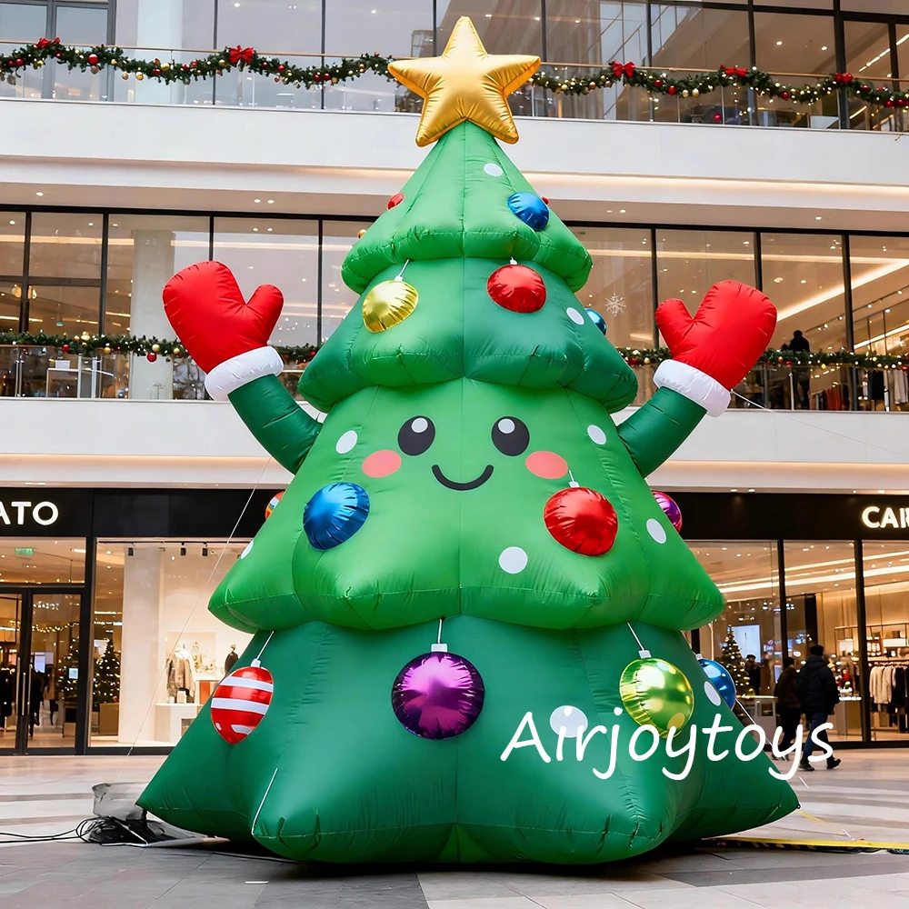 Nuovi stili Albero di Natale gonfiabile gigante da 20 piedi con confezione regalo a LED Ornamenti natalizi gonfiabili per decorazioni per feste in prato all'aperto