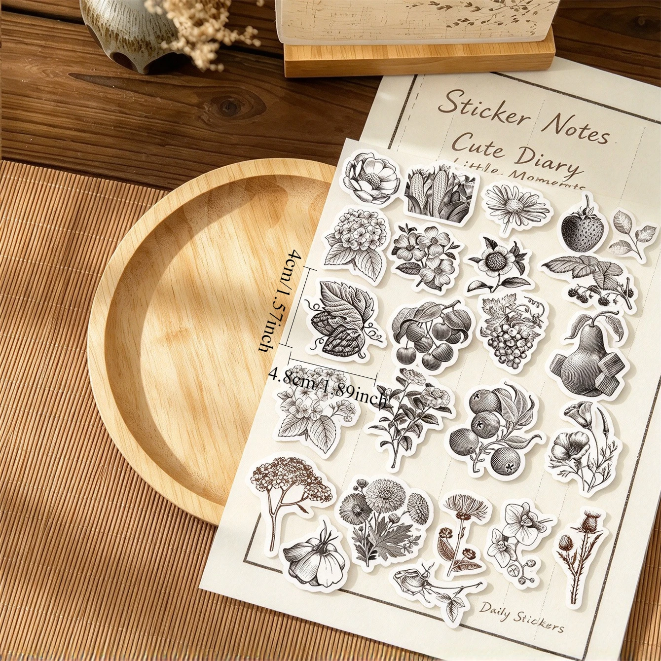 24pcs Cute Self-Made Flowers Scrapbooking Stickers DIY Photo Albums, Diaries Graffiti Stationery Laptop Vintage Decoration