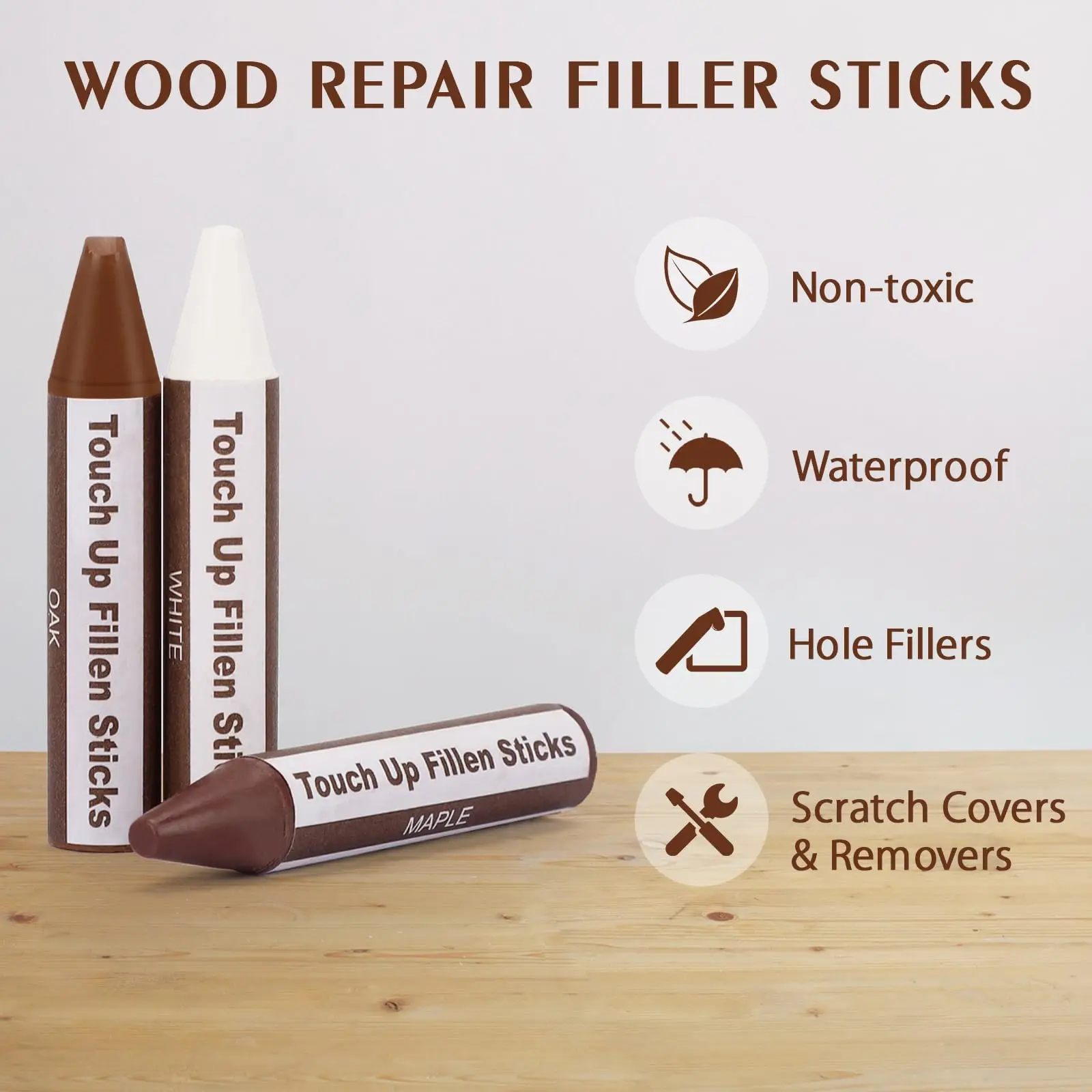 SEISSO 8 ألوان الأثاث الخشبي خدش إصلاح حشو العصي الخشب خدش/دنت/الكراك/مزيل البقع الطباشير لباب الطاولة الأرضية