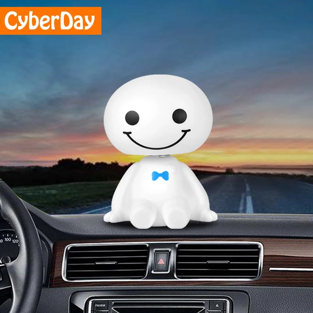 Car Ornament Cute Shaking Head Robot Doll Automotive DIY Decoration Auto Interior Dashboard Bobble Head Toys Accessories Gift