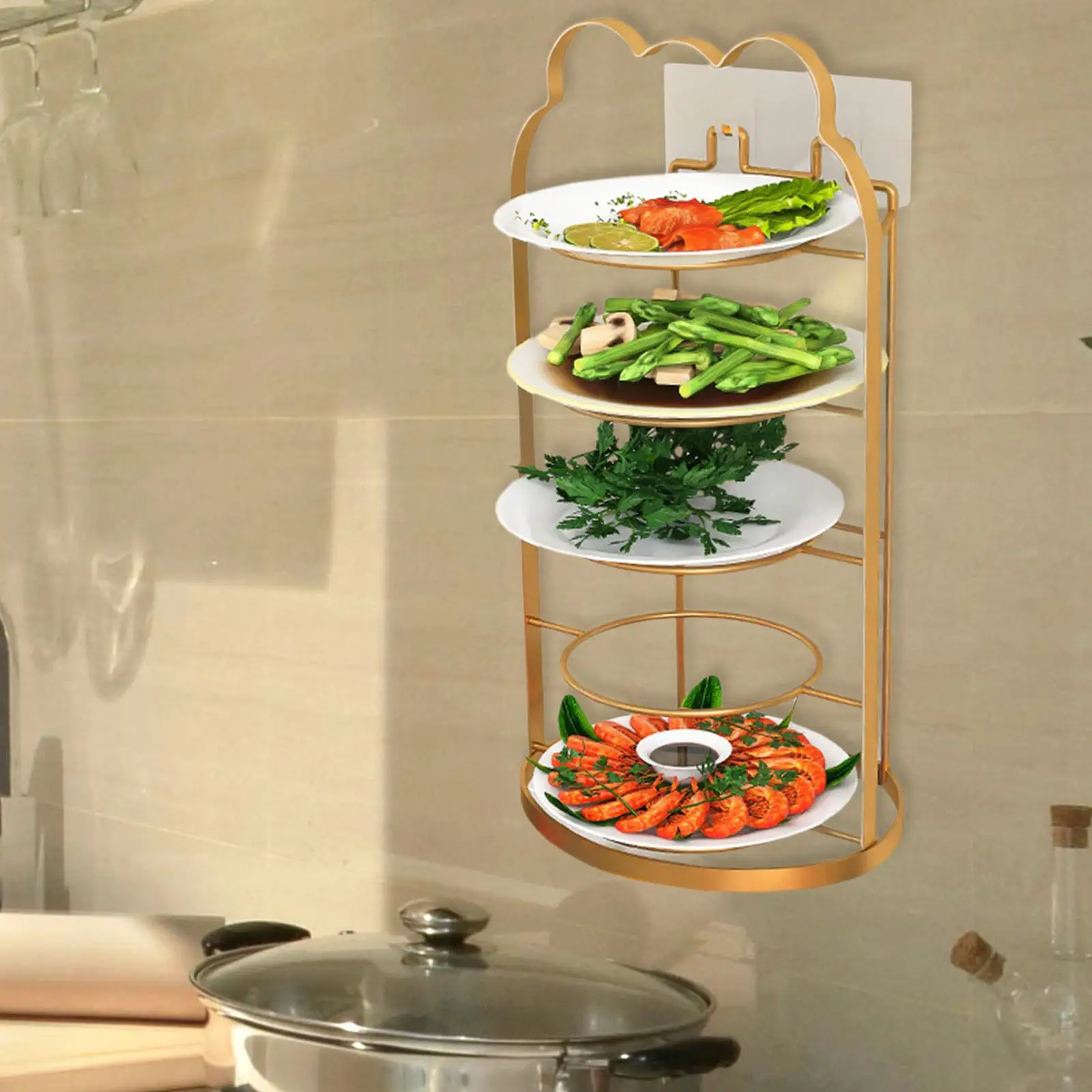 

Kitchen Counter Rack Multifunctional Stainless Steel Industrial Sturdy Side Dish Storage Rack Vegetable Preparation Plate Rack