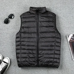 Winter Men Duck Down Vest New Coat Ultralight Sleeveless Puffer Vest Jacket Ultra Thin Warm Lightweight Down Jacket Waistcoat