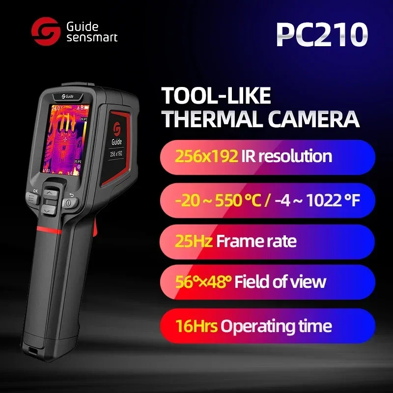 Guide PC210 Infrared Thermal Camera 256x192 Thermal Camera Thermographic PC Projection Analysis IR Temperature Inspection Repair