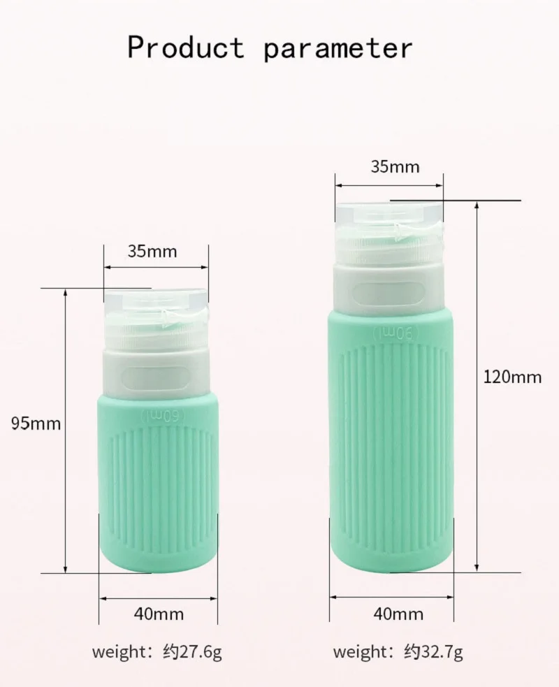 60/90ml Portable Silicone Travel Bottle Cosmetic Storage Refillable Lotion Bottle Leakproof Shampoo Container Squeeze Tube Empty