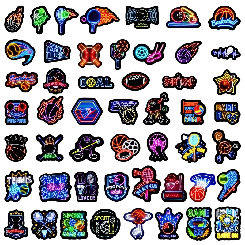 10/30/50 Uds. Bola de neón deportes PVC pegatina adhesiva estética DIY decoración Scrapbooking mano material escolar de contabilidad para niños