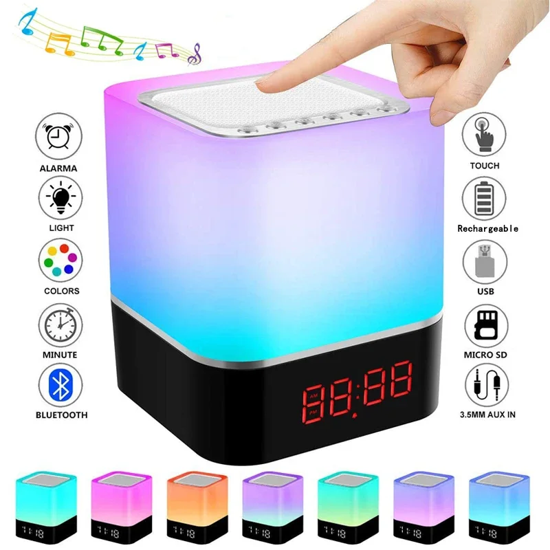 

Bluetooth Speaker Lamp, LED Night Touch Light,portable Wireless Speaker Bedside Lamp Color Change Mood Table Lamp Drop Shipping