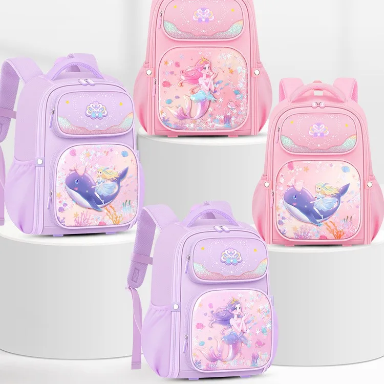 New Girls Backpack Cute Mermaid Cartoon Primary School Waterproof Large Capacity Kawaii Children Kids Schoolbags Travel Bag