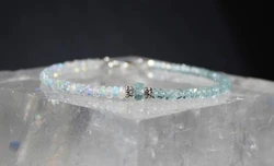 Opal Bracelet with Moonstone and Aquamarine, Moonstone Bracelet, Aquamarine Bracelet, June Birthstone, Dainty Gemstone Beaded