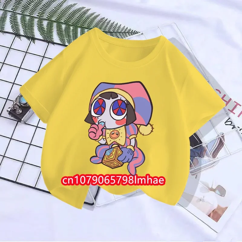 Neue Anime T-Shirts die erstaunliche digitale Zirkus Pomni Streetwear Junge Mädchen Mode T-Shirt Kinder Sommer Tops Kleidung