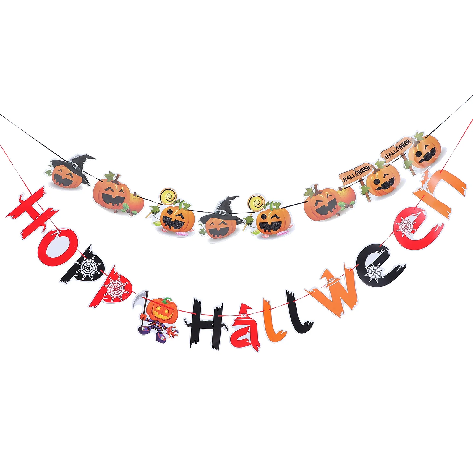 

Pumpkin Banner Halloween Bunting Streamer Hanging Household Decor Simulated Flag Witch