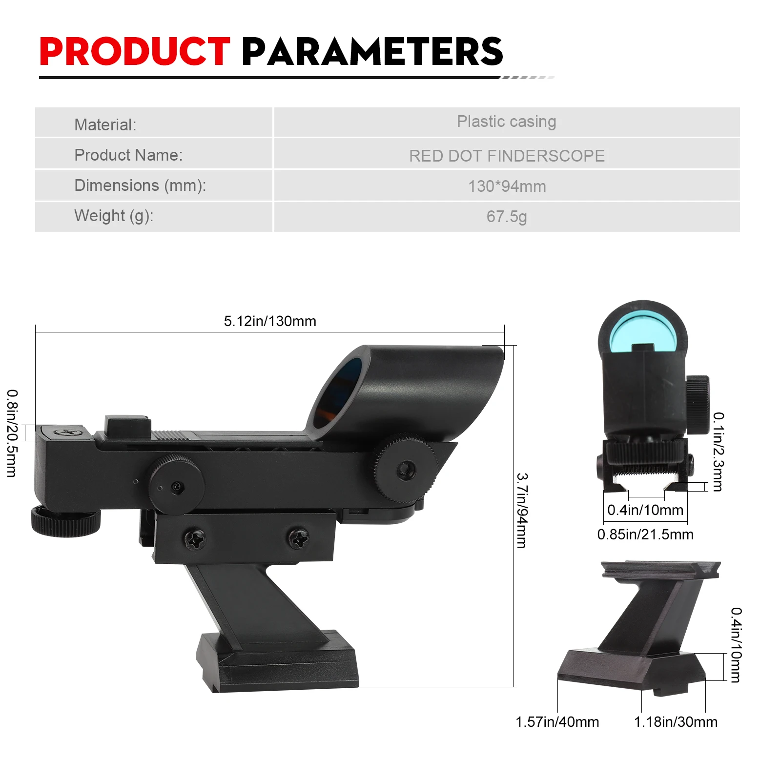 Datyson Red Dot FinderScope Adjustable Brightness Direction for Astronomical Telescope Planetary Observation W5P9915B