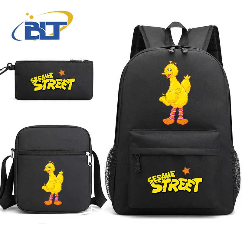 MINISO Sesame Street printed student school bag set children's backpack shoulder bag pencil case three-piece set