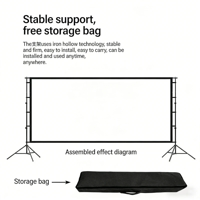 E65E Portable 16:9 Projection Screen For Outdoor Use With Wide Viewing Curtain