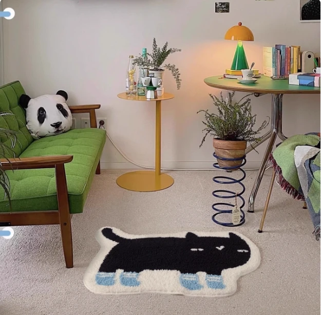 VIKAMA Cartoon Abstract Cat Carpet Home Decor, Soft And Absorbent, Living Room, Bedroom And Bathroom Non-Slip Mat, Dirt-Proof