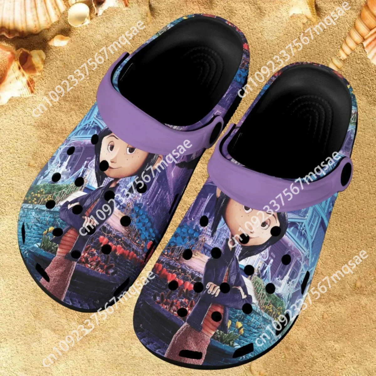 Summer Outside Wear Non-slip Slippers Coraline The Secret Door Anime Design Beach Sandals Female Home Lightweight Slides Girls