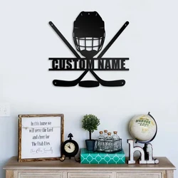 1pc Ice hockey creative Custom Name Metal Wall Signs Iron Wall Plaque For Club Decor
