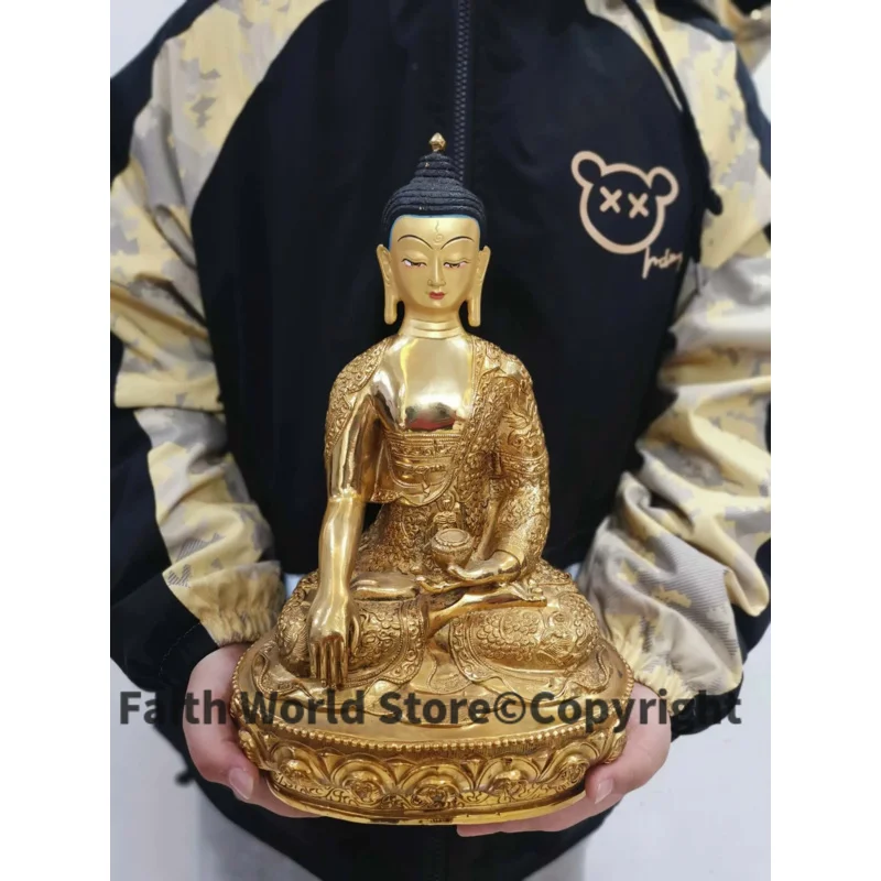 COPPER Buddha statue large # HOME Shrine Talisman efficacious Protection # Tibetan Buddhism Gilding brass the Buddha statue