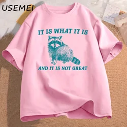 It Is What It Is and It Is Not Great T Shirt Men Funny Raccoon Meme T-shirt Oversized Trash Panda Merch T-shirts Graphic Tops