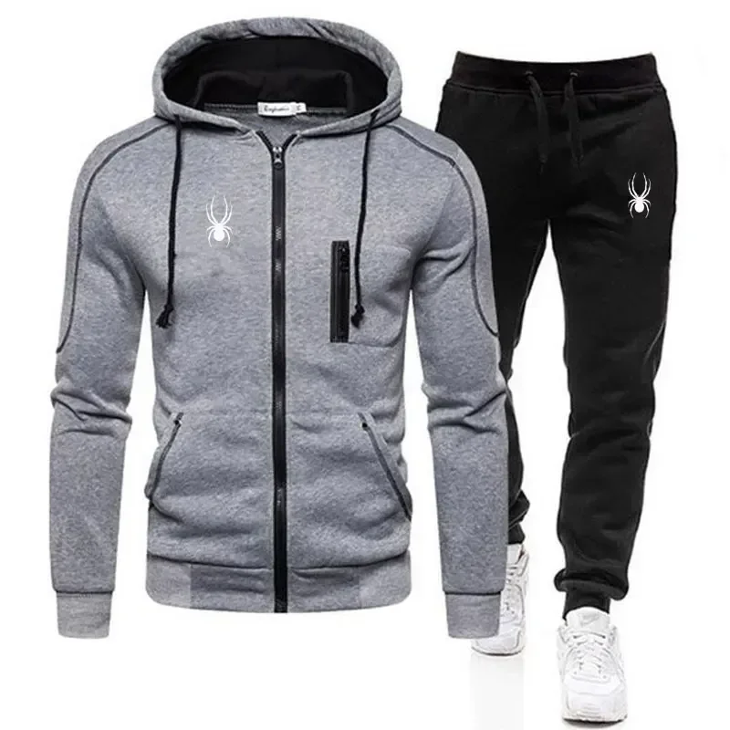 

2024 Autumn/Winter Men's New Brand Sports Set Men's Spliced Hoodie+Pants Two Piece Set Men's Fashion Casual Jogging Set