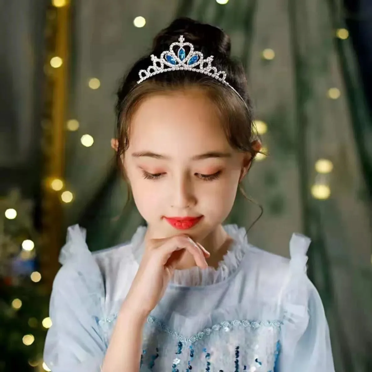 Fairycore Princess Tiara Headband, Multicolor Crystal Crown, Whimsical Hair Accessory for Birthday & Cosplay
