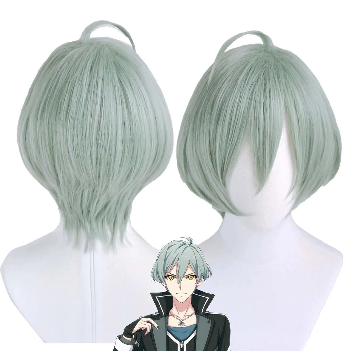 2026 New Arrival IDOLiSH7 Cosplay isumi haruka Short Light Green Heat Resistant Synthetic Hair Wig