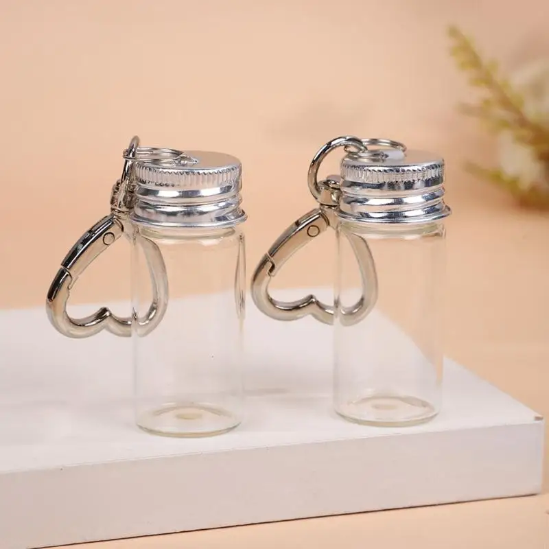 5 Piece Romance Hope Bottle Keychain With Clear Glass Design Perfect For Personal Messages And Decorations