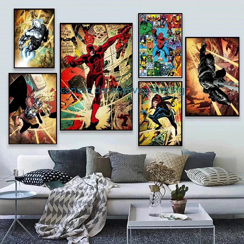 Canvas Painting Marvel Superheroes Avengers Living Room Bedroom Mural Home Room Decor Printing HD Posters Wall Children's Gift