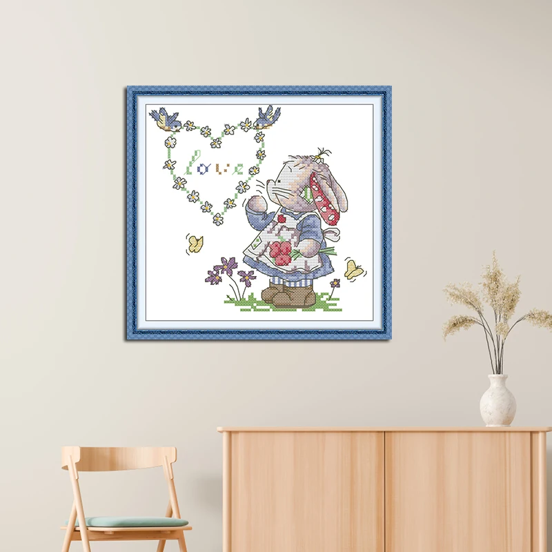 Joy Sunday Cross Stitch Kits Rabbit Patterns Printed Counted Aida Fabric 16CT 14CT 11CT Art Craft DIY Embroidery Kits Home Decor