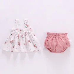 2 Teile/satz Sommer Dünne Neugeborenen Baby Kleidung Für Mädchen Set Print Mini Kleid Und PP Shorts Infant Baby Kleidung Outfit