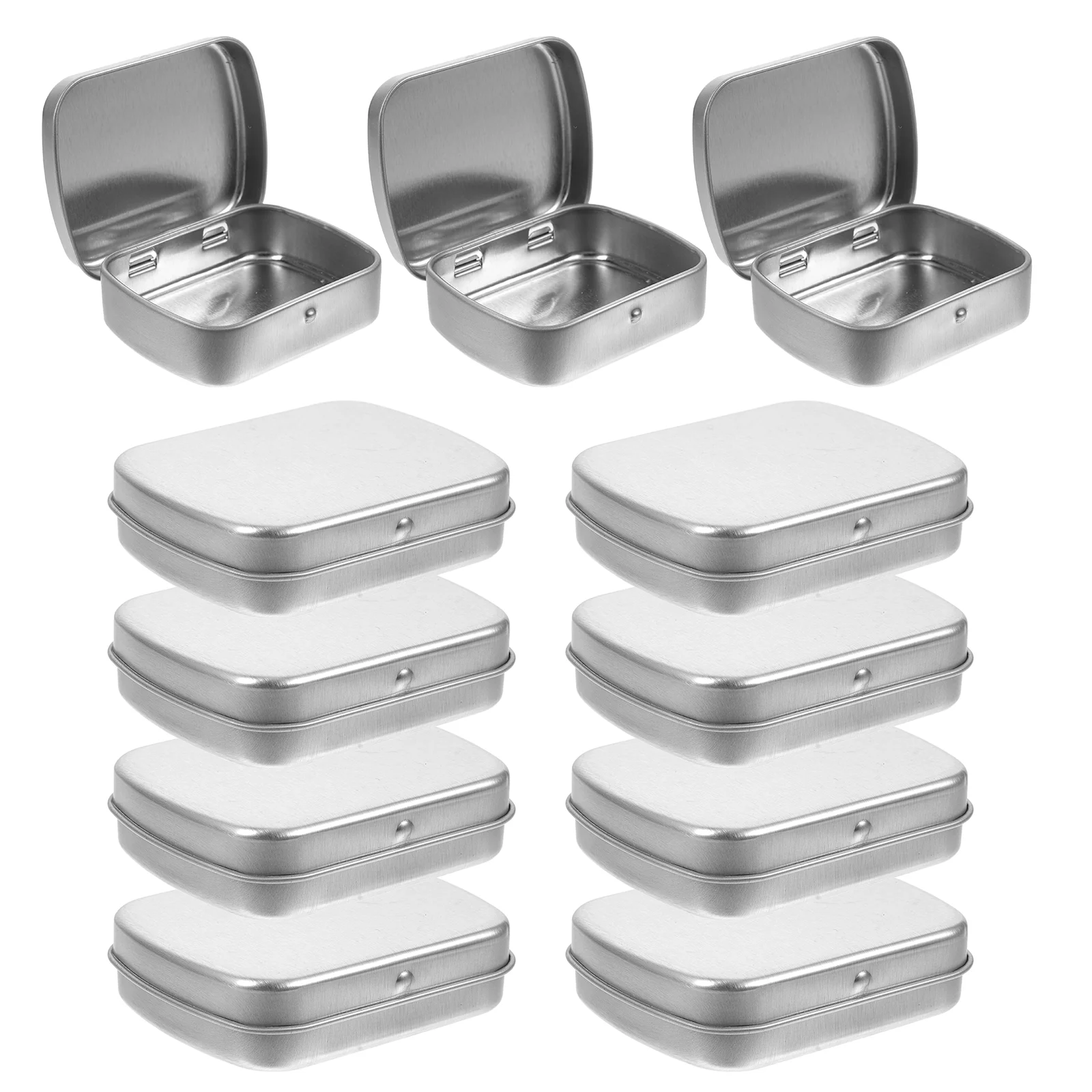 10 Pcs Mini Storage Tin Box Boxes Cake Case Hinge Beads Gift Bakery for Candy Iron Giving Small Empty Cases with Lids Organizer