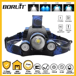 BORUiT B22 500LM LED Headlamp Rechargeable Zoom Outdoor Fishing Head Flashlight Lighting Camping Searchlight Headlight