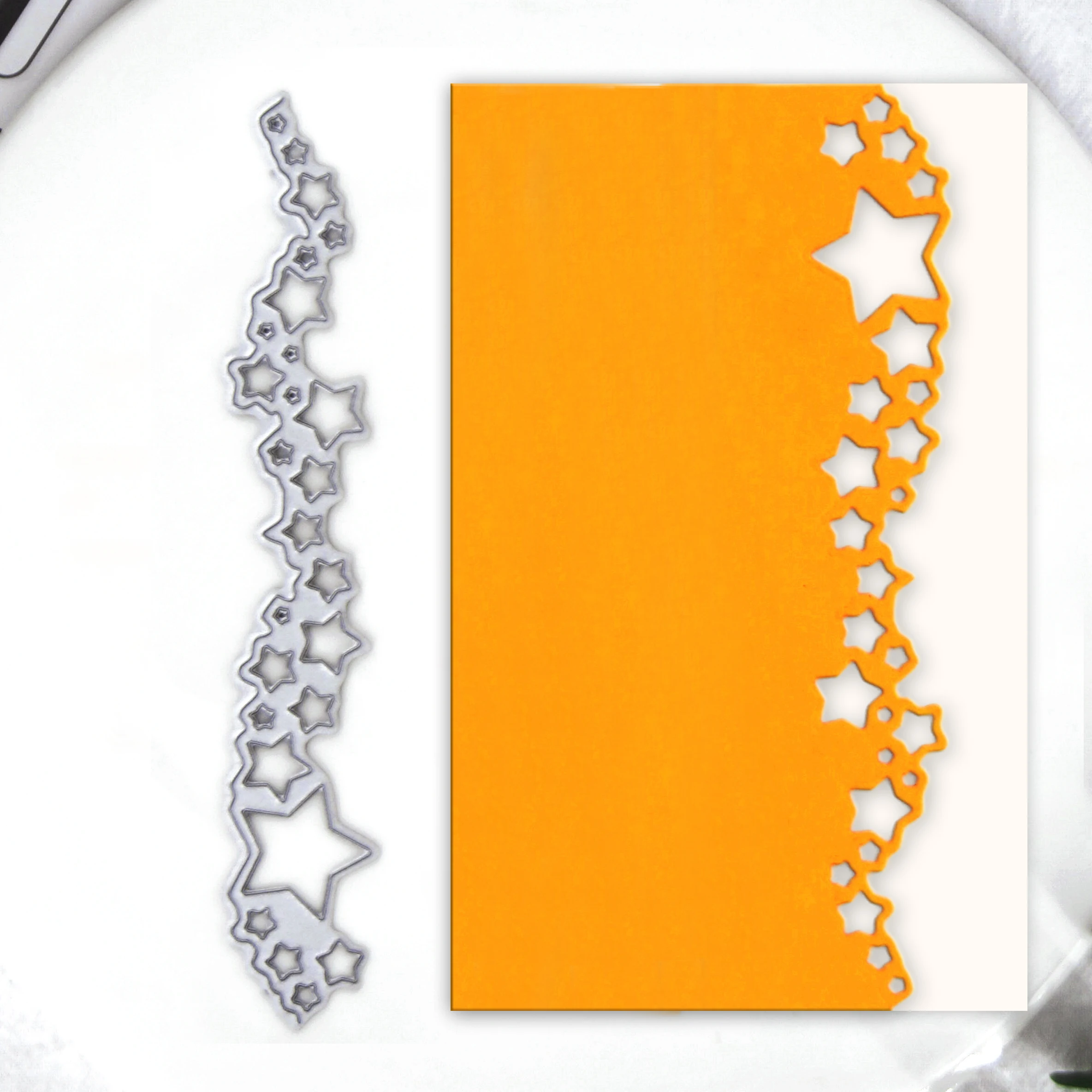 

Металлические Вырубные штампы со звездами, трафареты, вырезанные для рукоделия, скрапбукинга, альбома, бриллиантовая граница