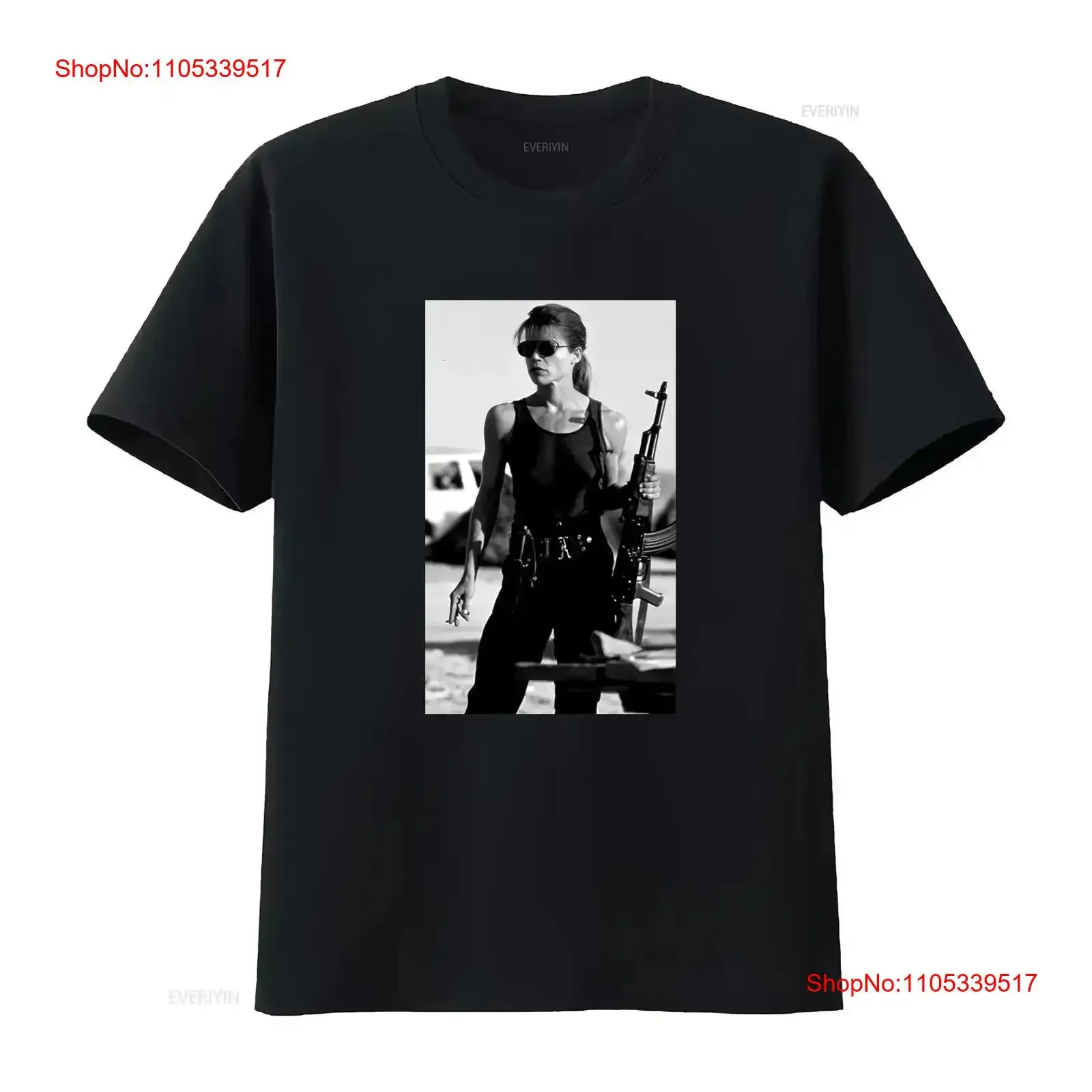 Sarah Connor Terminator 2 T2 Movie Fan Black T Shirt vintage Washed designer clothes Comfortable streetwear Casual vintage
