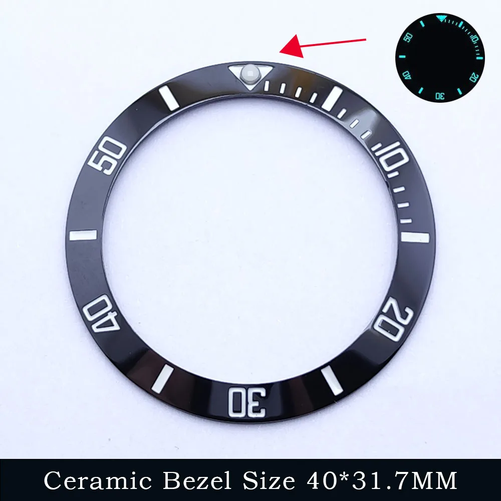 40mm*31.6mm Sloping Blue-gree Luminous Ceramic Bezel GMT Divers Watch Insert Replacement men various watch accessories parts