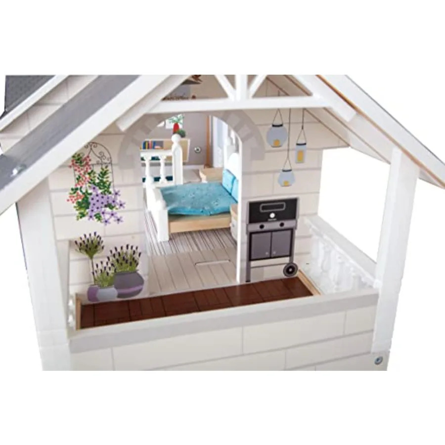 Jouets en bois Urban Villa Doll House Playset Collection Conçu pour les 3 ans et plus Gris 82 x 51,1 x 15 cm