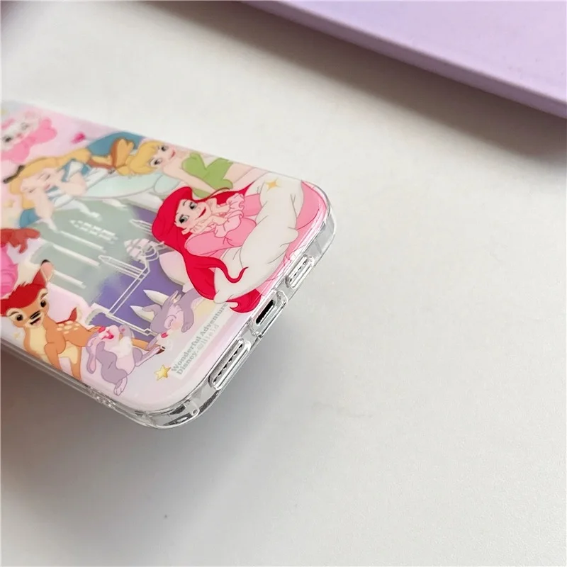 الفاخرة ديزني لطيف خرافة القلعة حورية البحر أليس الأميرة الليزر قضية الهاتف آيفون 15Pro ماكس 12 13 14 11 الكرتون الغطاء الخلفي