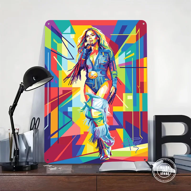 Beyonce Pop Art Portrait Metal Poster Perfect Gift for Fans Lovers Personalized Wall Art Metal Sign for Home Decoration Luxury